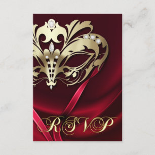 Convite Dramático de Mascarada Vermelho RSVP