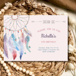 Convite Dream Big Boho Dreamcatcher Birthday