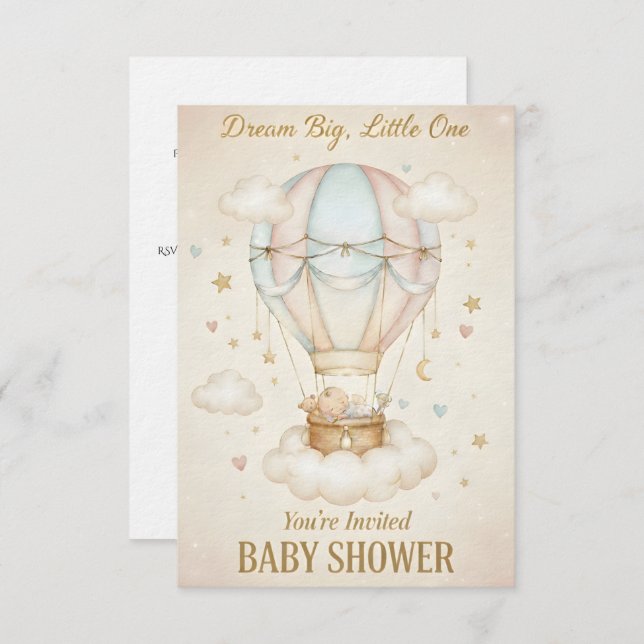 Convite Dream Big, Little One – Baby Shower  (Frente/Verso)
