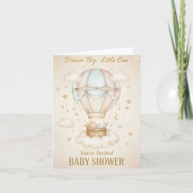 Convite Dream Big, Little One – Baby Shower  (Frente)