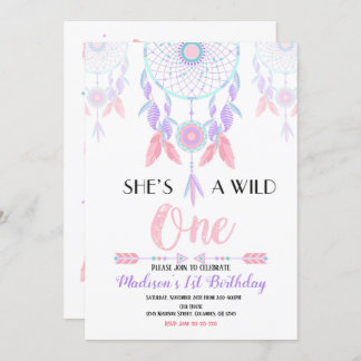Convite Dream Catcher Wild One primeiro aniversario Convit