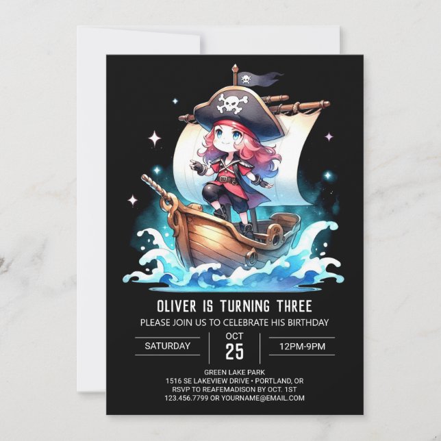 Convite Dreamate Pirate Digital Birthday (Frente)