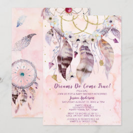 Convite Dreamcatcher Dream come True Girl Chá de fraldas