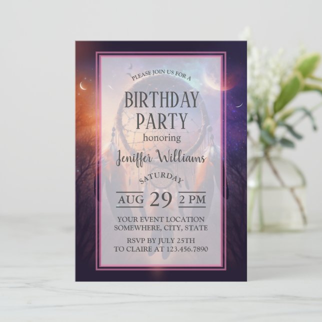 Convite Dreamcatcher na floresta (Em pé/Frente)