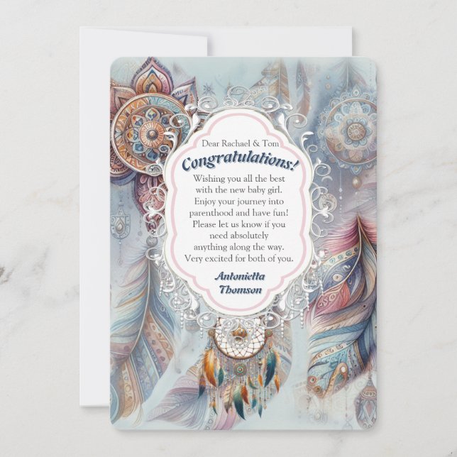 Convite Dreamcatcher num tema boêmico (Frente)