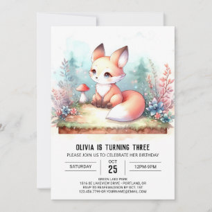 Convite DreamCustom Fox Birthday digital