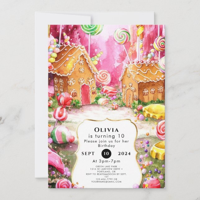 Convite DreamFun Candyland Birthday (Frente)