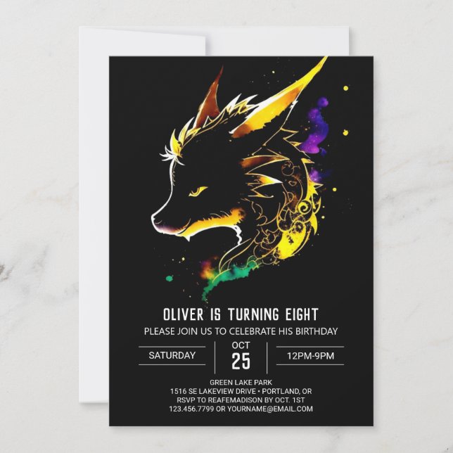 Convite Dreamland de aniversário do dragão (Frente)