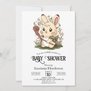 Convite Dreamland Woodland Chá de fraldas Digital Bunny