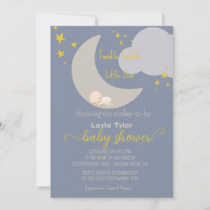 Convite Dreamle Twinkle Twinkle Pequeno Chá de fraldas de