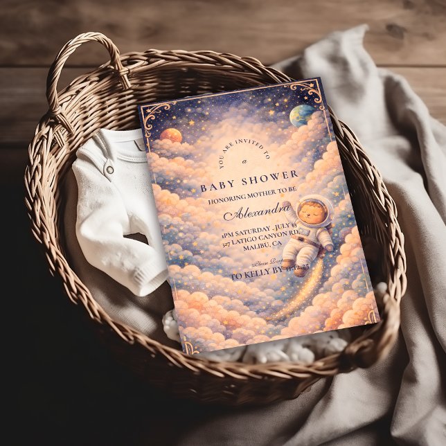 Convite Dreamy Astronaut Cloudscape Baby Shower (Criador carregado)