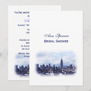 Convite Dreamy Azul-Marinho Céu de Nova York Chuva de Noiv