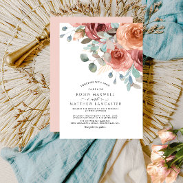 Convite Dreamy Blush Peach Casamento Floral