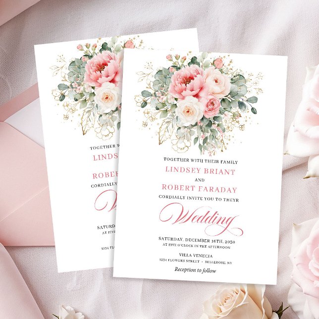 Convite Dreamy Blush Rose Floral Wedding Invitation (Dreamy Blush Rose Floral Wedding Invitation)