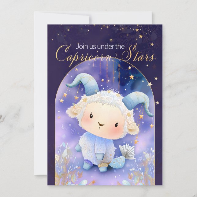 Convite Dreamy Capricorn Starry Night Birthday (Frente)