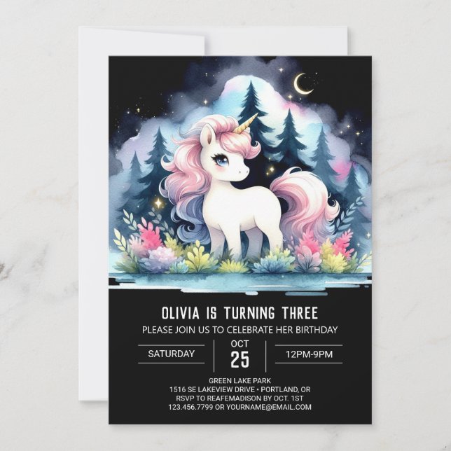 Convite Dreamy Custom Horse Birthday (Frente)