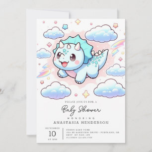 Convite Dreamy Cute Dinosaur Chá de fraldas