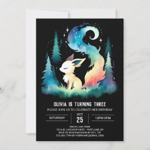 Convite Dreamy Cute Wolf Birthday