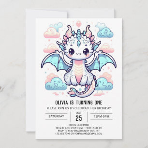 Convite Dreamy Dragon primeiro aniversario