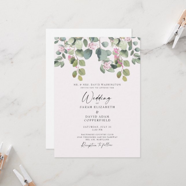 Convite Dreamy Eucalyptus & Pink Rose Weditation (Frente/Verso In Situ)