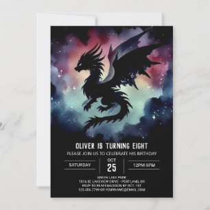 Convite Dreamy Fiery Dragon Aniversário Personalizável