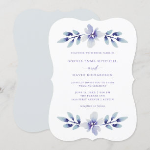 Convite Dreamy Floral   Casamento Roxo e Azul