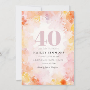 Convite Dreamy Floral Pastel aniversário de 40 anos
