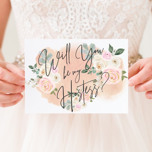 Convite Dreamy Floral V2 Hostess Card (Criador carregado)