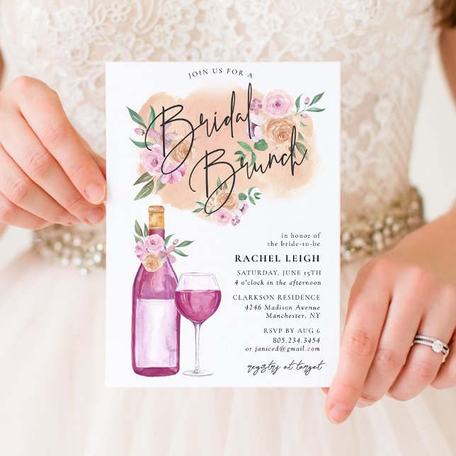 Convite Dreamy Floral Wine Bridal Brunitation (Criador carregado)
