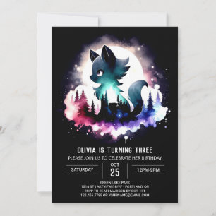 Convite Dreamy Forest Wolf Birthday