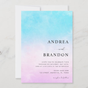 Convite Dreamy Gradient Clouds Código QR Tudo em Um Casame