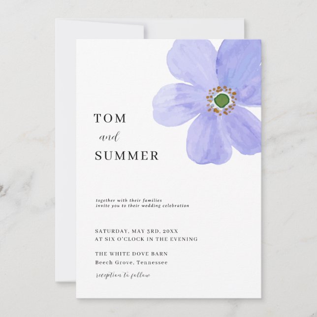 Convite Dreamy Lilac Flowers Wedding  (Frente)