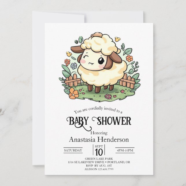 Convite Dreamy Magical Sheep Chá de fraldas (Frente)