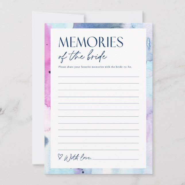 Convite Dreamy Memories of the Bride Shower Activity Card (Frente)