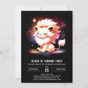 Convite Dreamy Minimalist Lion Birthday