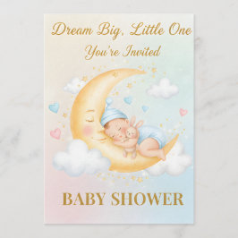 Convite Dreamy Moon Baby Shower Invitation - Sleeping Baby