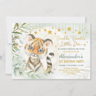Convite Dreamy Moon Tiger Twinkle Little Star primeiro ani