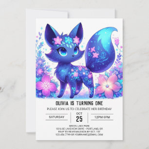 Convite Dreamy Mythical Fox primeiro aniversario