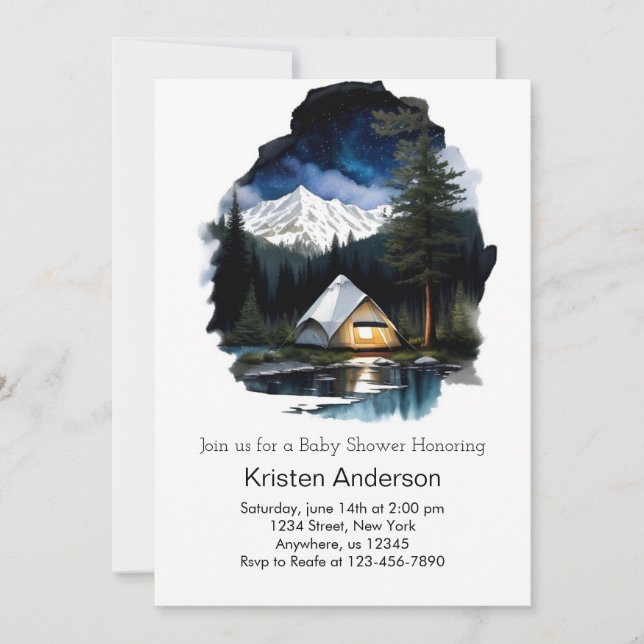 Convite Dreamy Night Sky Adventure Chá de fraldas (Frente)