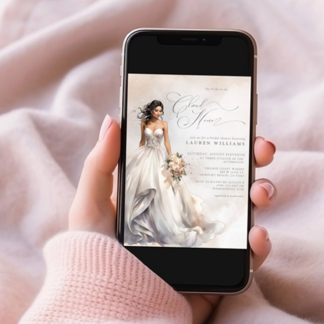 Convite Dreamy Pastel Ela está no Chá de panela Nine (Criador carregado)