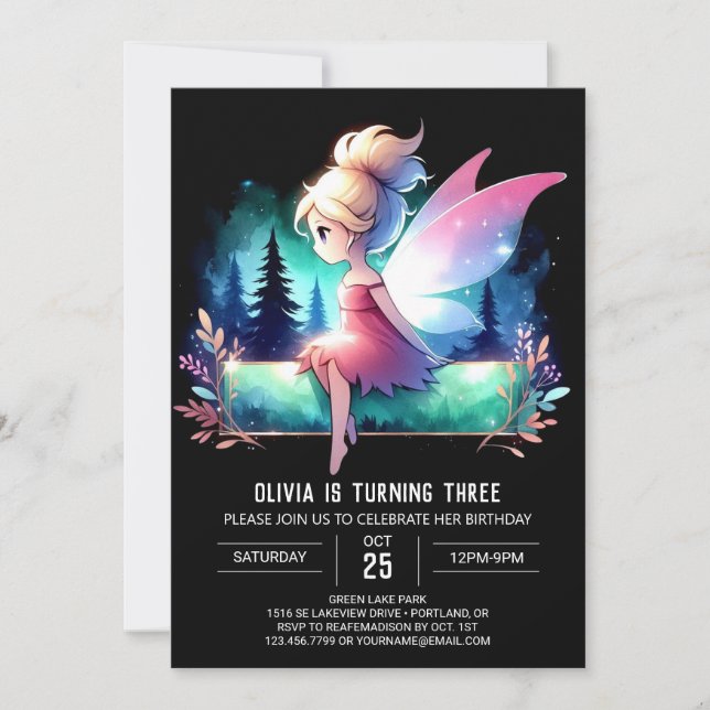 Convite Dreamy Pastel Fairy Birthday (Frente)