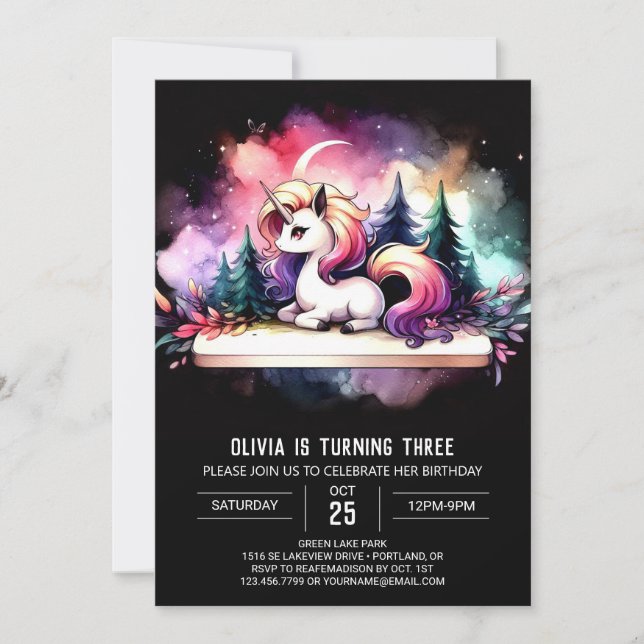 Convite Dreamy Pastel Horse Birthday (Frente)