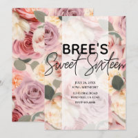 Dreamy Pink Floral Elegant Chique Sweet 16