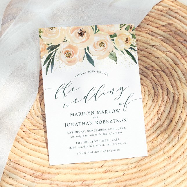 Convite Dreamy Rosa e Dourado Casamento Glitter (Criador carregado)