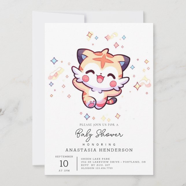 Convite Dreamy Tiger Chá de fraldas (Frente)