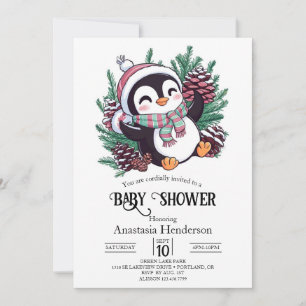 Convite Dreamy Winter Penguin Chá de fraldas