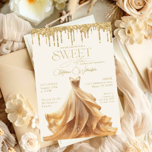 Convite Dress Sweet 16 com Glitter Dourado