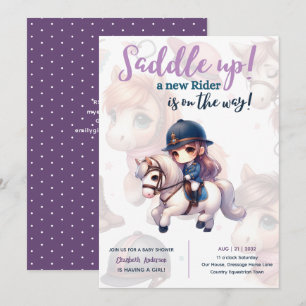 Convite Dressage Rider Baby Girl Chá Rider a caminho