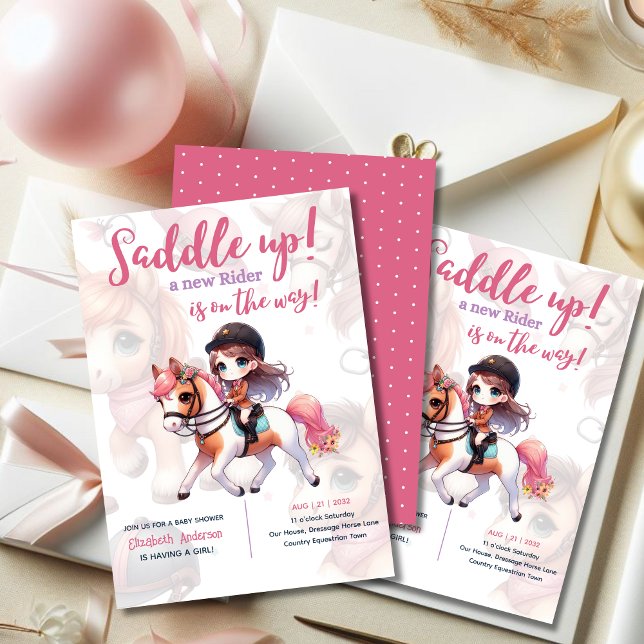 Convite Dressage Rider Baby Girl Chá Rider a caminho (Criador carregado)