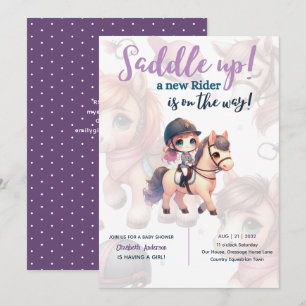 Convite Dressage Rider Baby Girl Chá Rider a caminho